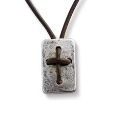 Leather Cross Shield Necklace