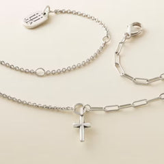 Paired Chains Cross Necklace