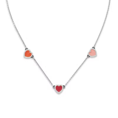 Enamel Connected Hearts Necklace