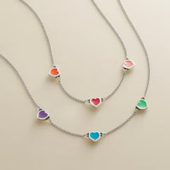 Enamel Connected Hearts Necklace