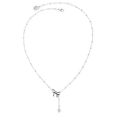 Delicate Bow and Heart Lariat Necklace