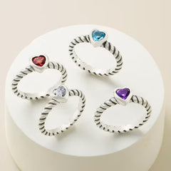 Gemstone Heart Twisted Wire Ring