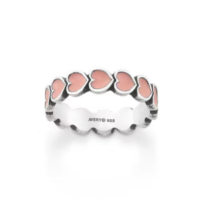 Enamel Connected Hearts Ring