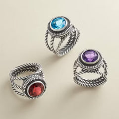 Twisted Wire Gemstone Ring