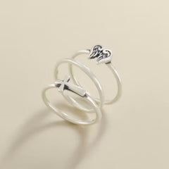 Angel Wings and Horizon Cross Ring Set