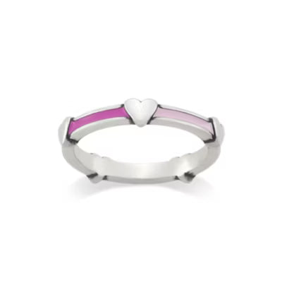 Enamel Band with Hearts Ring