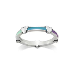 Enamel Band with Hearts Ring