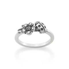 Ladybug and Flower Ring