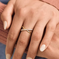Diamond Pave Crossed Ring