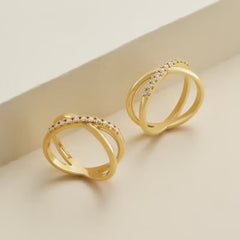 Diamond Pave Crossed Ring