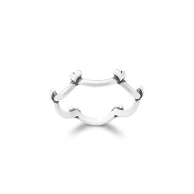 Delicate Heart Crown Stacker Ring