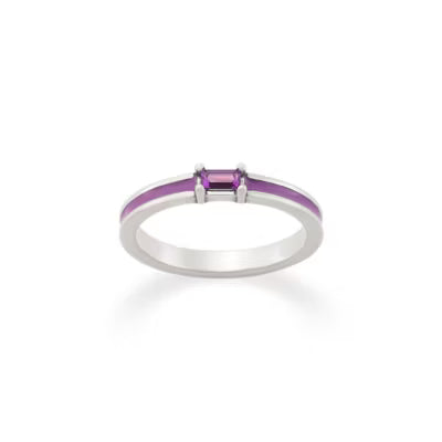 Enamel Gemstone Stacker Ring