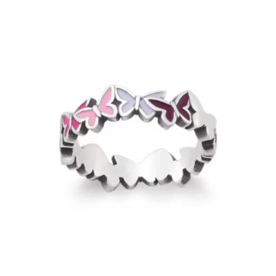 Enamel Connected Butterflies Ring